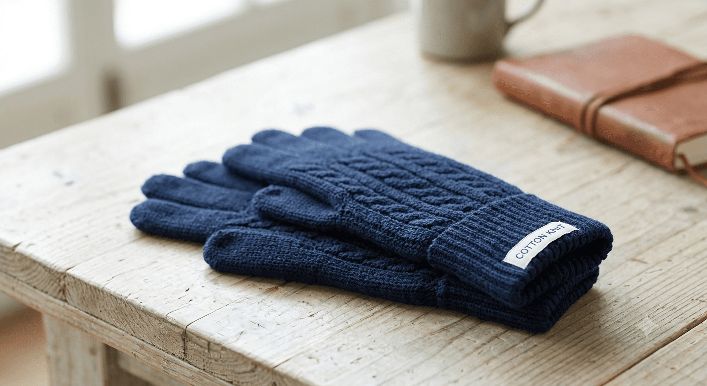 Cotton Knitted Gloves – Navy
